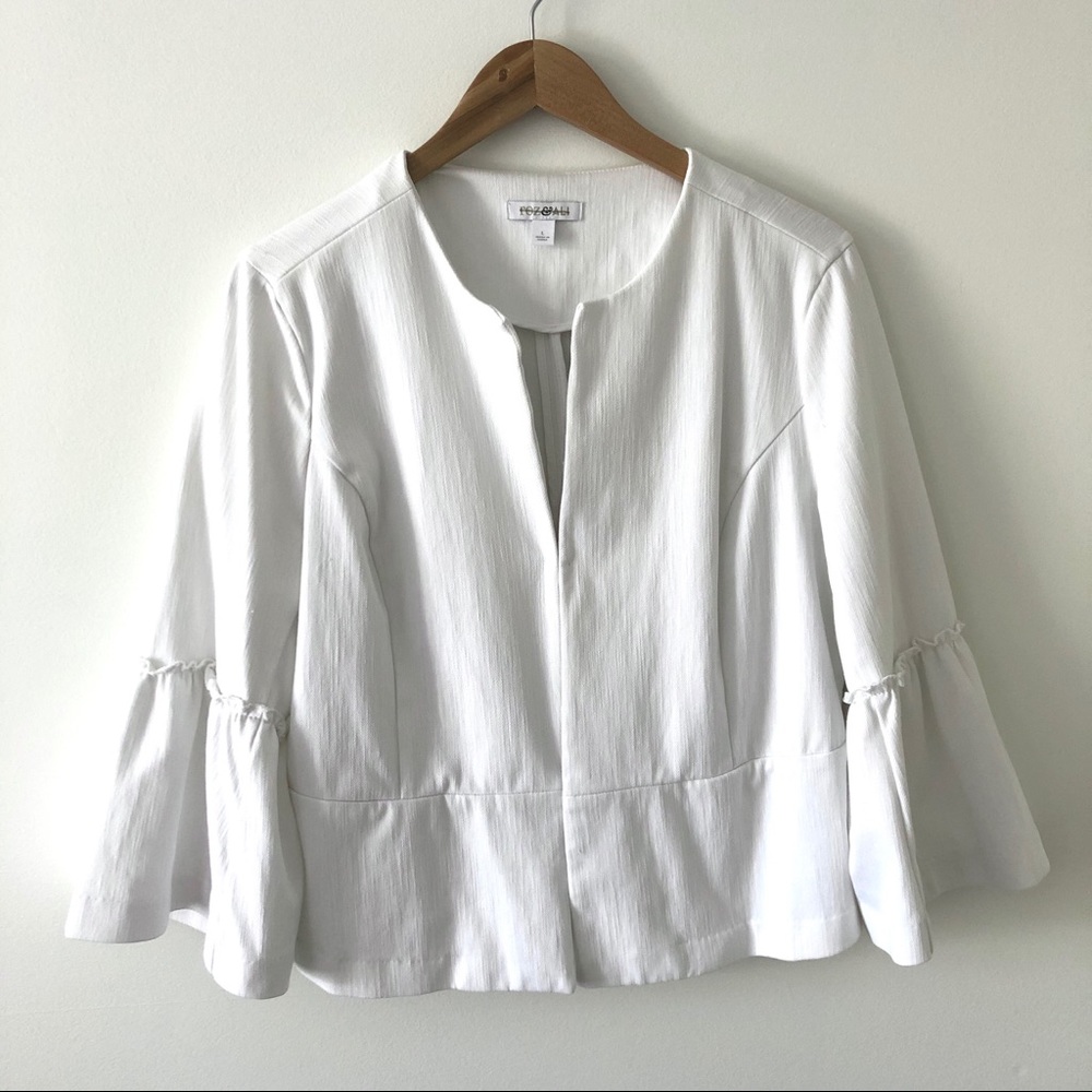 White Blazer With Ruffle Sleeves - Picture 3 of 9